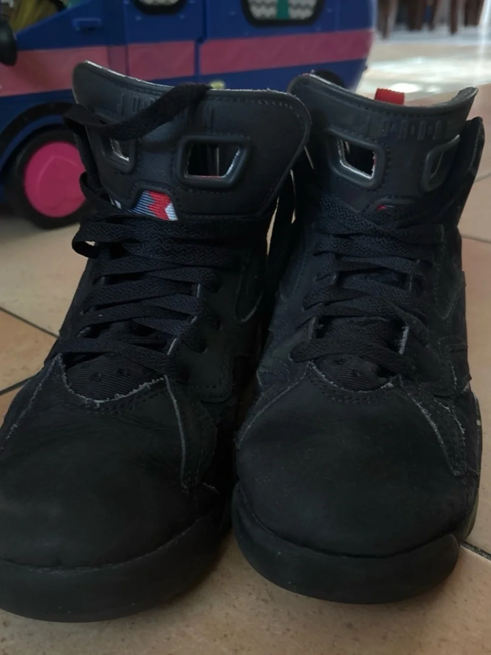 Jordan Kids Black and Red High-Top Sneakers